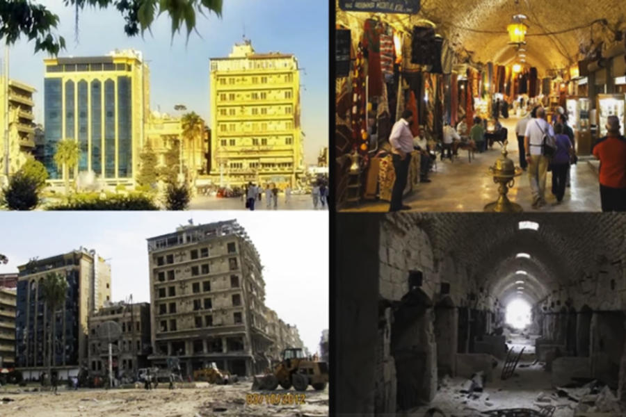 Imágenes de Alepo, segunda ciudad y capital industrial de Siria, antes y después de la destrucción iniciada en 2011.