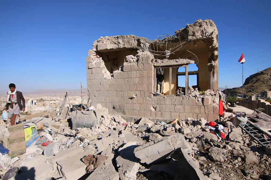 Los ataques aéreos de la coalición encabezada por Arabia Saudita han diezmado Sanaa, la capital de Yemen (Imagen Al Masirah).