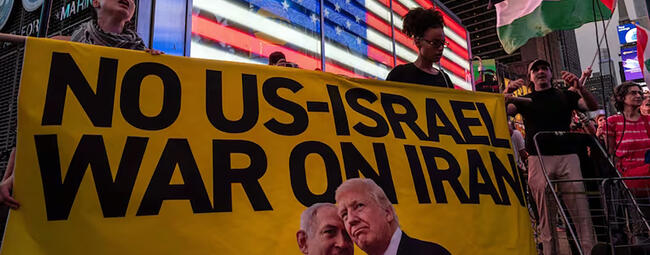 Manifestación "No a la guerra contra Irán" en la ciudad de Nueva York, EEUU | Junio 18, 2025 (Redes)