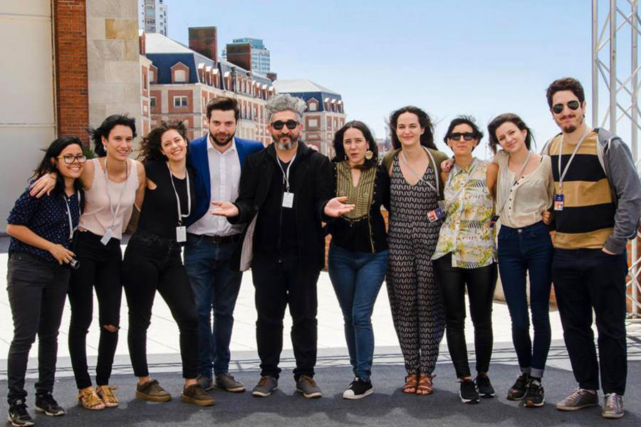 Edgardo "Pipo" Bechara y el equipo de Cine Fertil, en el Festival Internacional de Cine de Mar del Plata en febrero de 2018 (Imágen Cine Fértil).