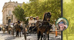 Ilustración DSL / Imágen de fondo: Desfile de carruajes en la plaza de Areco (Foto: Asociación de amigos)