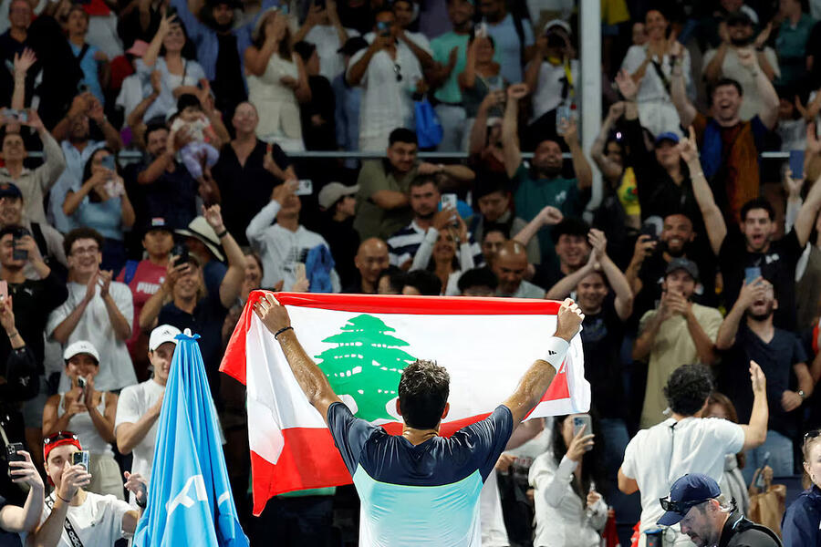 Hady Habib celebra la histórica victoria frente al tenista chino Yunchaokete Bu (Foto: Francis Mascarenhas / REUTERS)