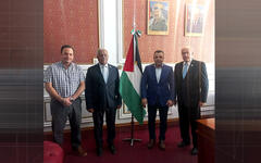 Directivos del CSLBA junto a la Sr. Jefe de Misión del Estado de Palestina, Dr. Riyad Al Halabi y el Director del Centro Cultural Yabal Alzeitun (Foto: Embajada del Estado de Palestina)