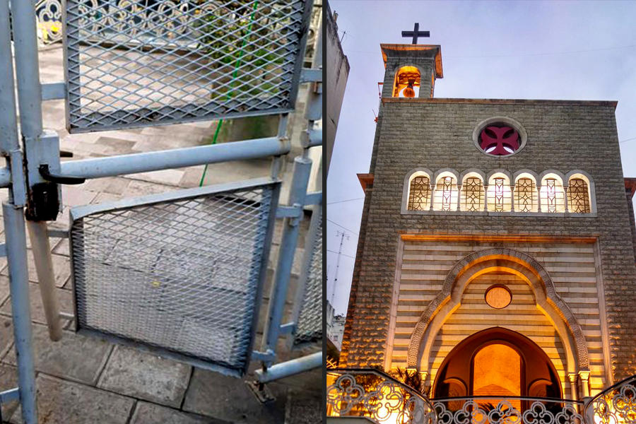 A la izquierda el detalle de la reja perimetral violentada por los atracadores