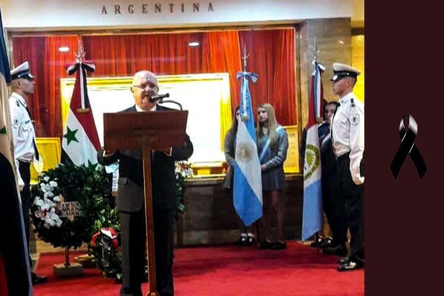 El Dr. Jorge Abdelmalek, Cónsul Honorario de la República Árabe Siria en Santa Fe, disertando en el acto por el 73º Aniversario de la Independencia de Siria | Abril 27, 2019 (Foto: Consulado de Siria en Santa Fe) 