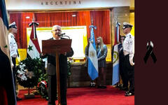 El Dr. Jorge Abdelmalek, Cónsul Honorario de la República Árabe Siria en Santa Fe, disertando en el acto por el 73º Aniversario de la Independencia de Siria | Abril 27, 2019 (Foto: Consulado de Siria en Santa Fe) 